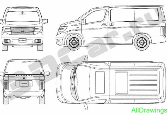 Nissan Elgrand X (Ниссан ЭлГранд X) - чертежи (рисунки) автомобиля